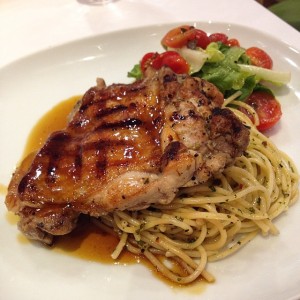 Aglio Olio Pasta with Chicken Chop